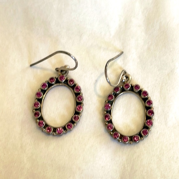 Ruby and Sterling Dangle Earrings - Picture 1 of 5